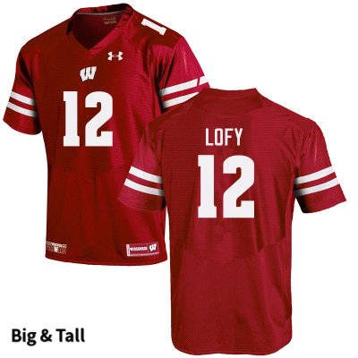 Men's Wisconsin Badgers NCAA #12 Max Lofy Red Authentic Under Armour Big & Tall Stitched College Football Jersey GY31H40AQ
